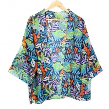 Summer Kimono with Blue & Green Tropical Print by Peace Of Mind